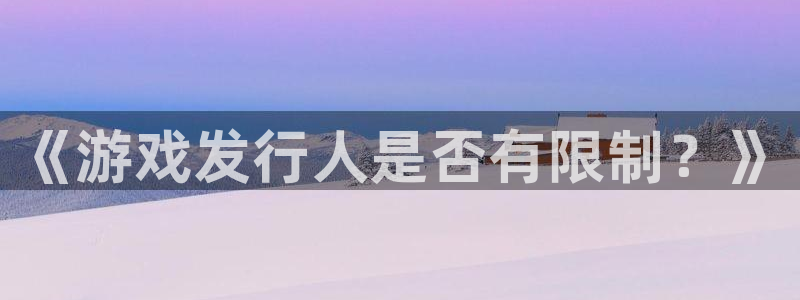 新宝gg手机版登录官网：《游戏发行人是否有限制？》